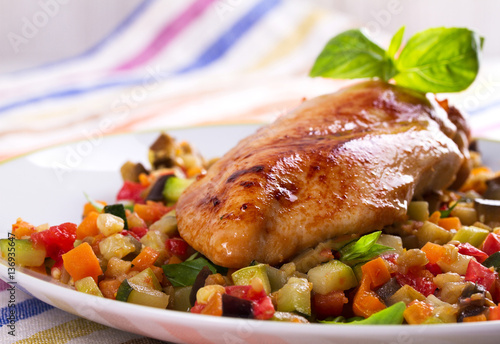 quot chicken breast with sauteed vegetables eggplant carrot zucchini squash and tomatoes quot stock quot chicken breast with sauteed vegetables eggplant carrot zucchini squash and tomatoes quot stock