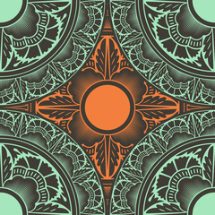 Vector seamless pattern ethnic style background. Vintage decorative texture for wallpapers, backgrounds and page fill. Indian, arabic motive.