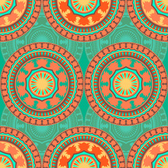 Vector seamless pattern ethnic style background. Vintage decorative texture for wallpapers, backgrounds and page fill. Indian, arabic motive.