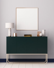 Mockup posters in the interior. Art Deco style. 3d rendering, 3d illustration.