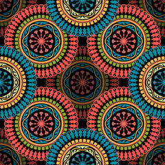 Vector seamless pattern ethnic style background. Vintage decorative texture for wallpapers, backgrounds and page fill. Indian, arabic motive.