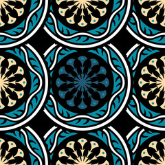 Vector seamless pattern ethnic style background. Vintage decorative texture for wallpapers, backgrounds and page fill. Indian, arabic motive.