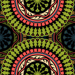 Vector seamless pattern ethnic style background. Vintage decorative texture for wallpapers, backgrounds and page fill. Indian, arabic motive.