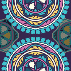 Vector seamless pattern ethnic style background. Vintage decorative texture for wallpapers, backgrounds and page fill. Indian, arabic motive.