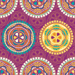 Vector seamless pattern ethnic style background. Vintage decorative texture for wallpapers, backgrounds and page fill. Indian, arabic motive.