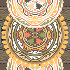 Vector seamless pattern ethnic style background. Vintage decorative texture for wallpapers, backgrounds and page fill. Indian, arabic motive.