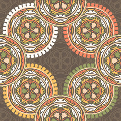 Vector seamless pattern ethnic style background. Vintage decorative texture for wallpapers, backgrounds and page fill. Indian, arabic motive.