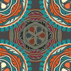 Vector seamless pattern ethnic style background. Vintage decorative texture for wallpapers, backgrounds and page fill. Indian, arabic motive.