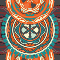 Vector seamless pattern ethnic style background. Vintage decorative texture for wallpapers, backgrounds and page fill. Indian, arabic motive.