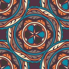 Vector seamless pattern ethnic style background. Vintage decorative texture for wallpapers, backgrounds and page fill. Indian, arabic motive.