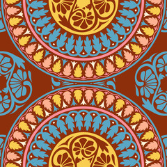 Vector seamless pattern ethnic style background. Vintage decorative texture for wallpapers, backgrounds and page fill. Indian, arabic motive.