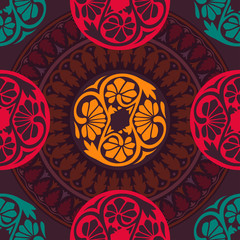 Vector seamless pattern ethnic style background. Vintage decorative texture for wallpapers, backgrounds and page fill. Indian, arabic motive.