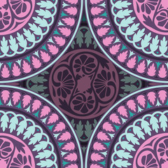 Vector seamless pattern ethnic style background. Vintage decorative texture for wallpapers, backgrounds and page fill. Indian, arabic motive.