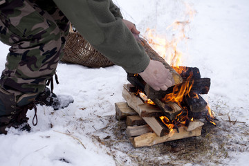 bonfire in the winter time