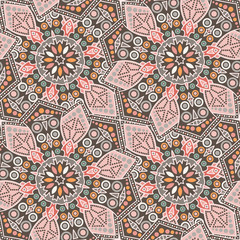 Seamless pattern ethnic style. Vintage decorative texture. Indian, arabic motive.