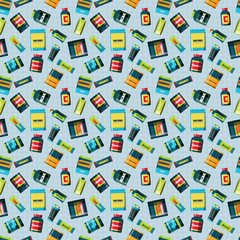 Sports food nutrition seamless pattern.