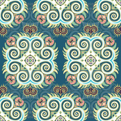 Vector seamless pattern ethnic style background. Vintage decorative texture for wallpapers, backgrounds and page fill. Indian, arabic motive.