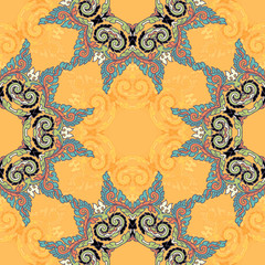 Vector seamless pattern ethnic style background. Vintage decorative texture for wallpapers, backgrounds and page fill. Indian, arabic motive.