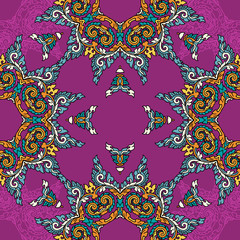 Vector seamless pattern ethnic style background. Vintage decorative texture for wallpapers, backgrounds and page fill. Indian, arabic motive.