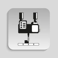 Milling work on an assembly line. Vector icon.