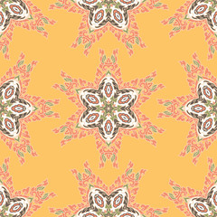 Vector seamless pattern ethnic style background. Vintage decorative texture for wallpapers, backgrounds and page fill. Indian, arabic motive.