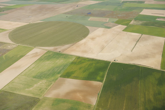Aerial image of intensively cultivated farmland, Salamanca Region, Castilla y Leon, Spain, May 2011