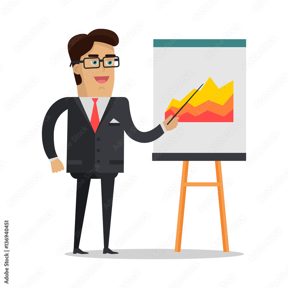 Poster presentation concept vector in flat style design