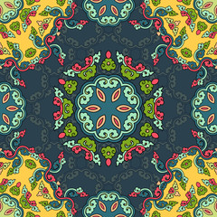 Vector seamless pattern ethnic style background. Vintage decorative texture for wallpapers, backgrounds and page fill. Indian, arabic motive.
