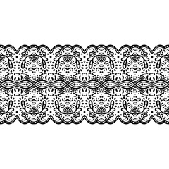 Seamless Ethnic, Tribal Pattern in vector. Border with fish elements