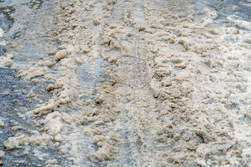 Snow and slush footprints