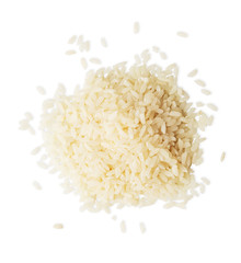 Pile of rice top view isolated on white background