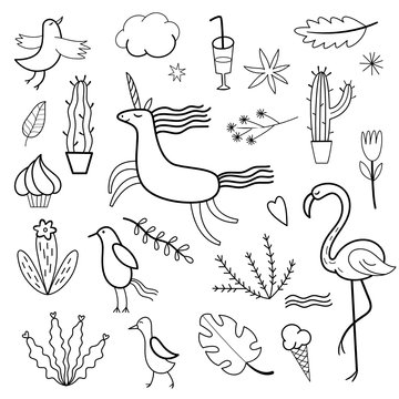 set of vector  doodles images