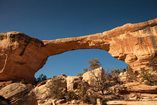 Sipapu Bridge in the Natural Bridges National Monument in winter, USA