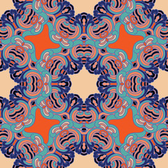 Seamless pattern ethnic style. Vintage decorative texture. Indian, arabic motive.