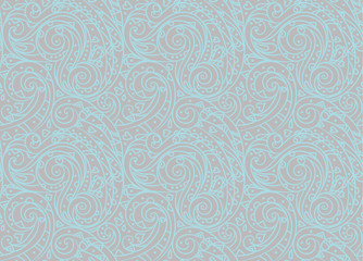 Naklejka premium Seamless sea vector wave line pattern, curl ethnic background. Adult Coloring pages