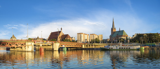 Szczecin,Poland-December 2016:panorama of the city of Szczecin  - obrazy, fototapety, plakaty