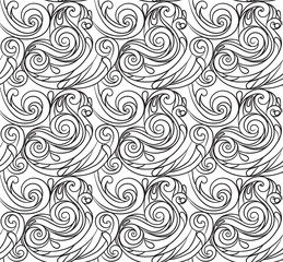 Sea seamless pattern, black and white wave . Adult Coloring pages