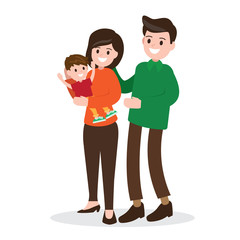 happy family. father , mother and son. cute and lovely parent. vector illustration on white background.