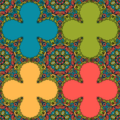 Vector seamless pattern ethnic style background. Vintage decorative texture for wallpapers, backgrounds and page fill. Indian, arabic motive.