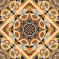 Vector seamless pattern ethnic style background. Vintage decorative texture for wallpapers, backgrounds and page fill. Indian, arabic motive.