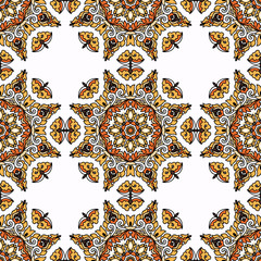 Vector seamless pattern ethnic style background. Vintage decorative texture for wallpapers, backgrounds and page fill. Indian, arabic motive.