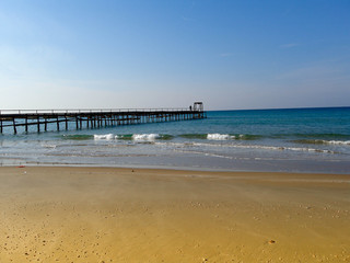 Atlit Coast Morning view with old deck, North District of Israel