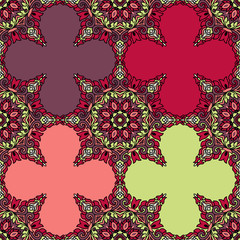 Vector seamless pattern ethnic style background. Vintage decorative texture for wallpapers, backgrounds and page fill. Indian, arabic motive.