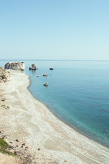 Seascape in a minimalism style with a coastline view from afar