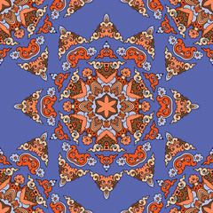 Vector seamless pattern ethnic style background. Vintage decorative texture for wallpapers, backgrounds and page fill. Indian, arabic motive.