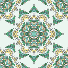 Vector seamless pattern ethnic style background. Vintage decorative texture for wallpapers, backgrounds and page fill. Indian, arabic motive.