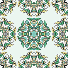 Vector seamless pattern ethnic style background. Vintage decorative texture for wallpapers, backgrounds and page fill. Indian, arabic motive.