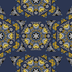 Vector seamless pattern ethnic style background. Vintage decorative texture for wallpapers, backgrounds and page fill. Indian, arabic motive.