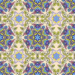 Vector seamless pattern ethnic style background. Vintage decorative texture for wallpapers, backgrounds and page fill. Indian, arabic motive.