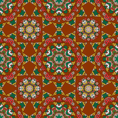 Vector seamless pattern ethnic style background. Vintage decorative texture for wallpapers, backgrounds and page fill. Indian, arabic motive.